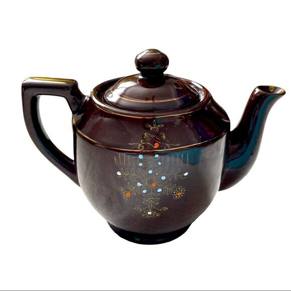 Japan 1940’s Vintage Moriage Brown Teapot LARGE - Picture 2 of 11